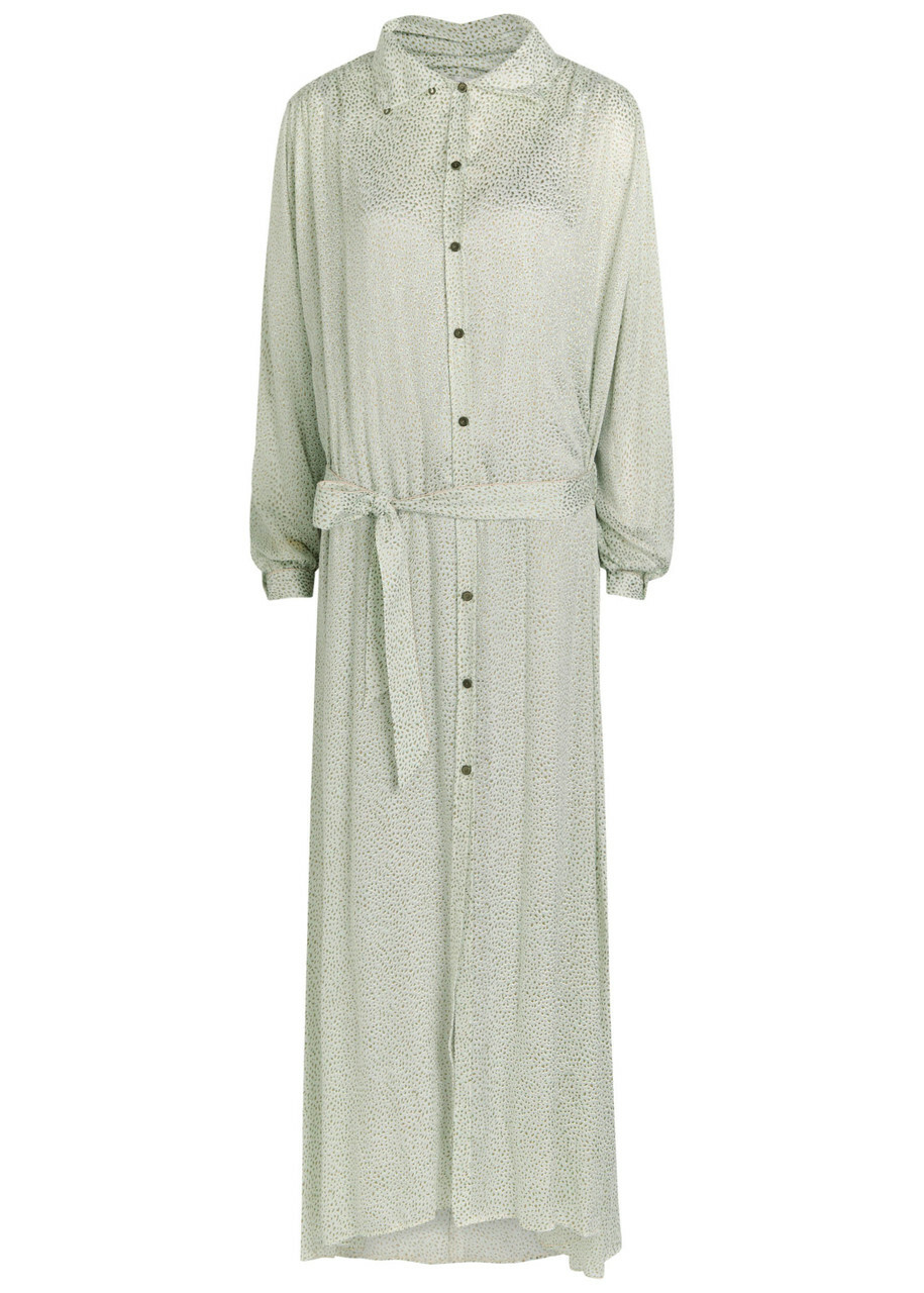 Forte_forte Velvet Devoré Midi Shirt Dress Light Green