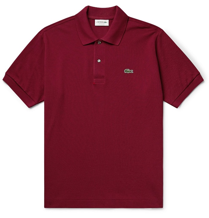 Photo: Lacoste - Logo-Appliquéd Cotton-Piqué Polo Shirt - Burgundy