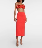 David Koma Virgin wool crêpe midi skirt