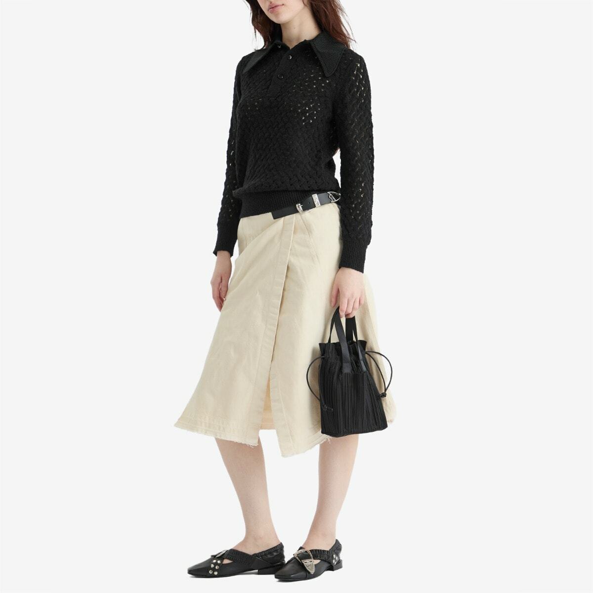 TOGA ARCHIVES Women's TOGA Lace Knit Polo Shirt in Black