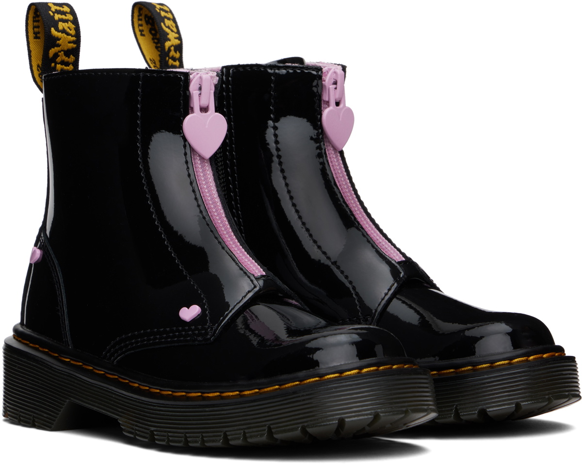 Dr. Martens Big Kids Black Bex Heart Zip Boots