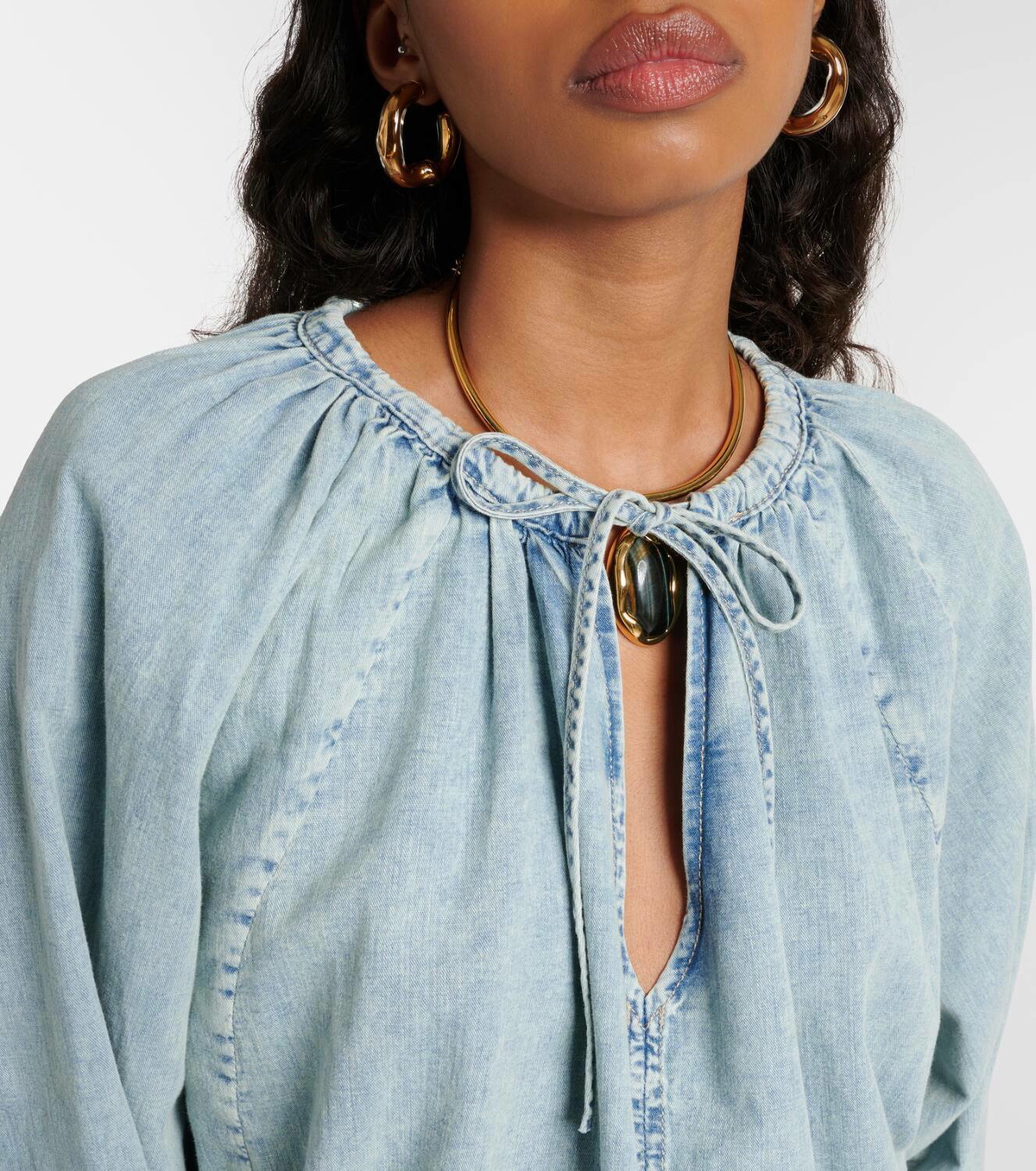 Frame Cotton and linen denim top