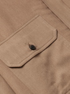 Turnbull & Asser - Grandad-Collar Cotton and Wool-Blend Twill Shirt - Brown