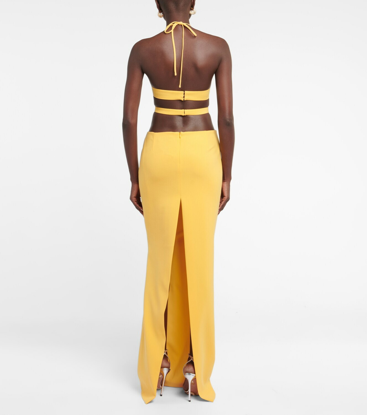 Mnot Halterneck crpe cutout maxi dress Monot