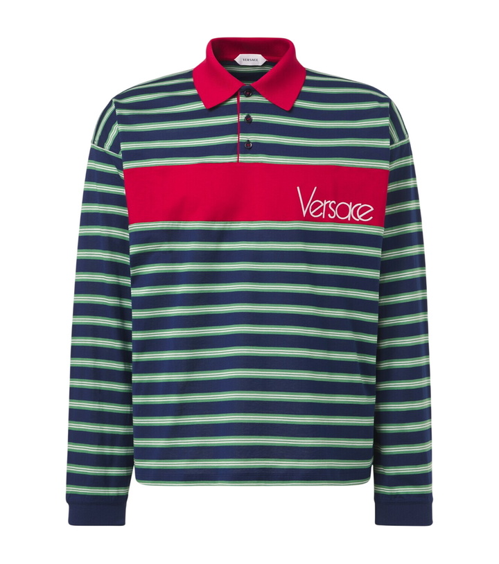 Photo: Versace Striped cotton jersey polo shirt