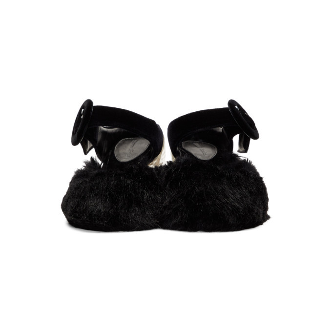Simone Rocha Black Faux-Fur Heeled Sandal Simone Rocha