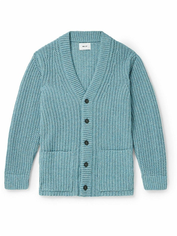Photo: NN07 - Benzon 6533 Ribbed Recycled Wool-Blend Cardigan - Blue