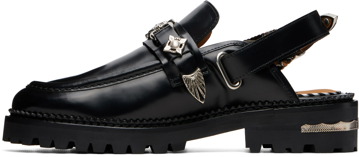 Toga Pulla Black Metal Mule Loafers