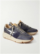 Golden Goose - Running Sole Distressed Suede-Trimmed Nylon Sneakers - Blue