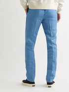 BRIONI - Sidney Tapered Linen Drawstring Trousers - Blue