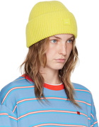 Acne Studios Yellow Small Face Logo Beanie