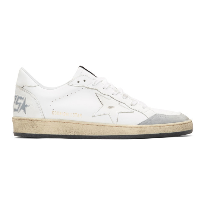 Photo: Golden Goose White and Grey Ball Star Sneakers