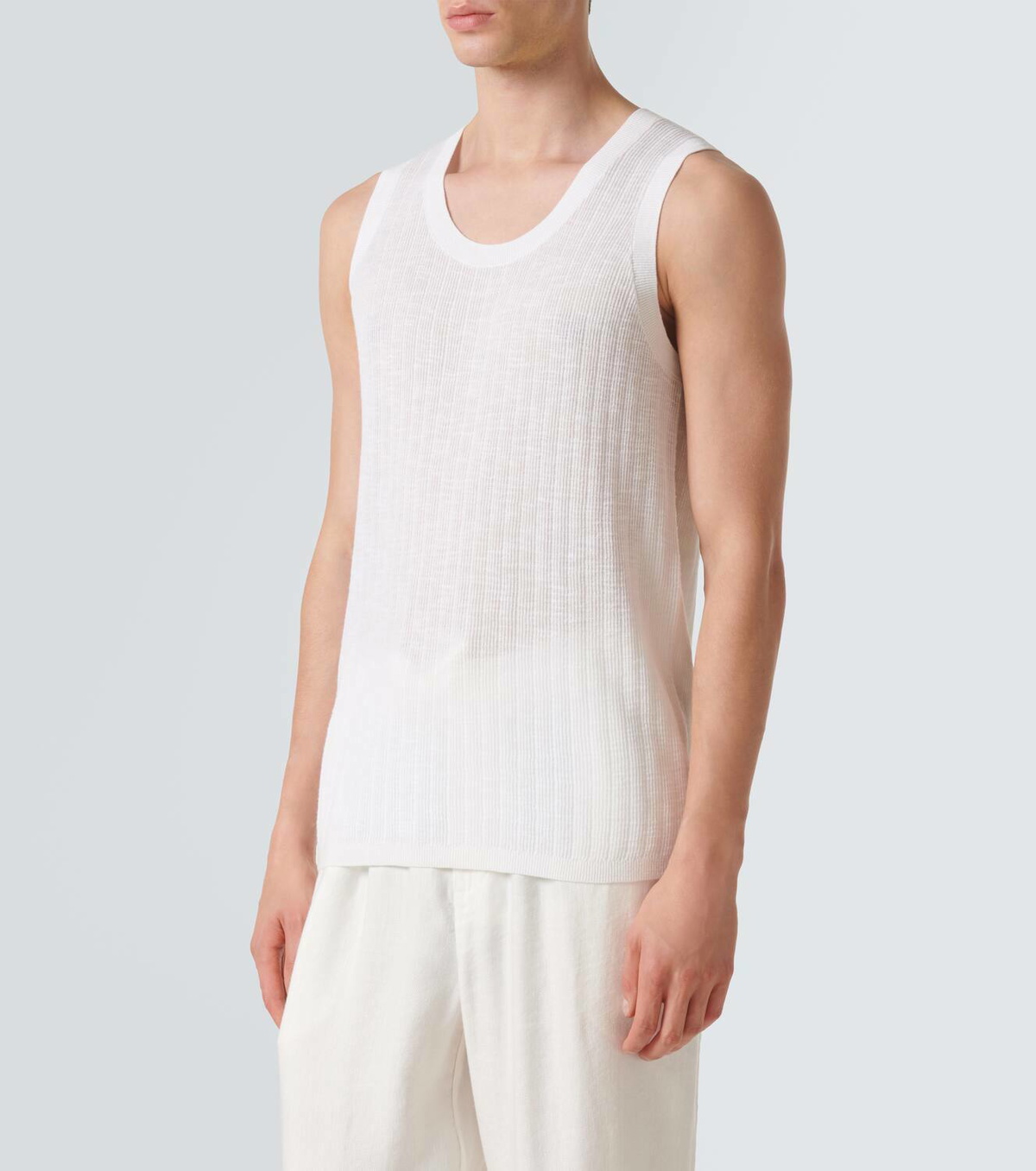 Frescobol Carioca Prado cotton and linen-blend tank top