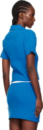 JW Anderson Blue Cropped Cable Knit Polo