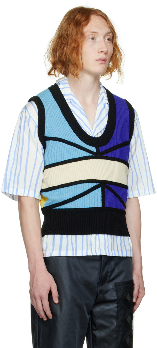 Charles Jeffrey Loverboy cable-knit panelled cardigan - Blue