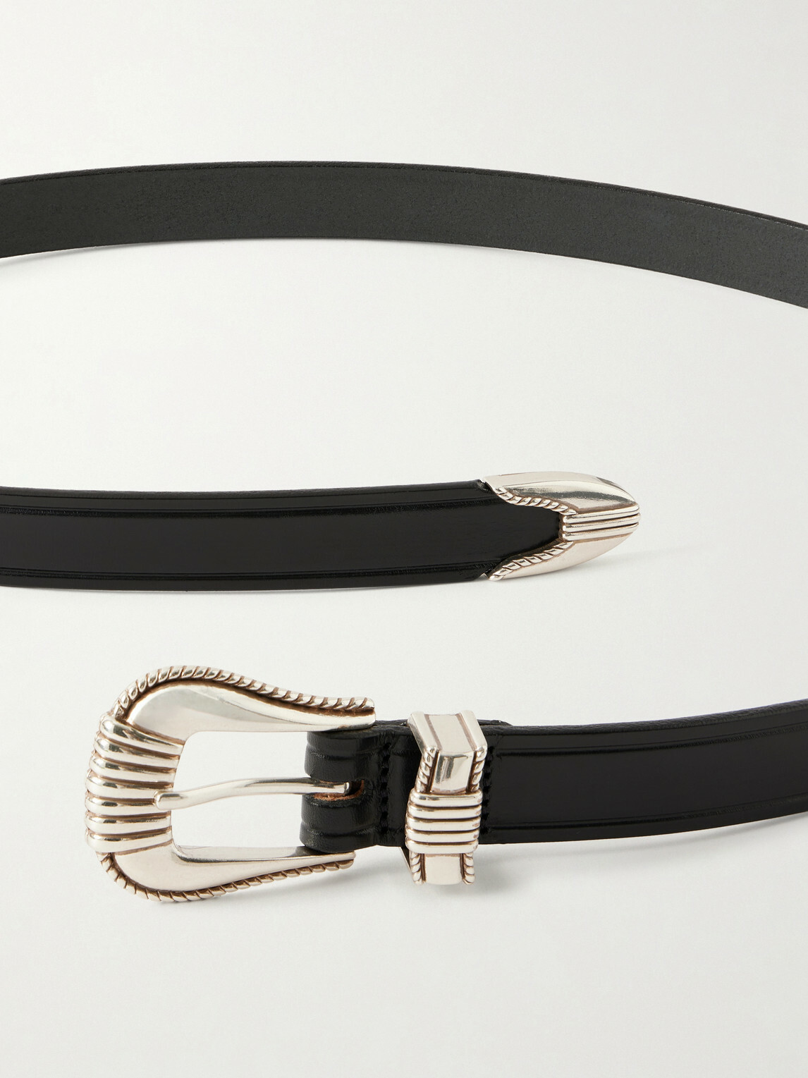 Monitaly - 2.5cm Leather Belt - Black