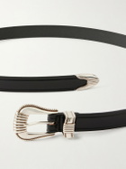 Monitaly - 2.5cm Leather Belt - Black
