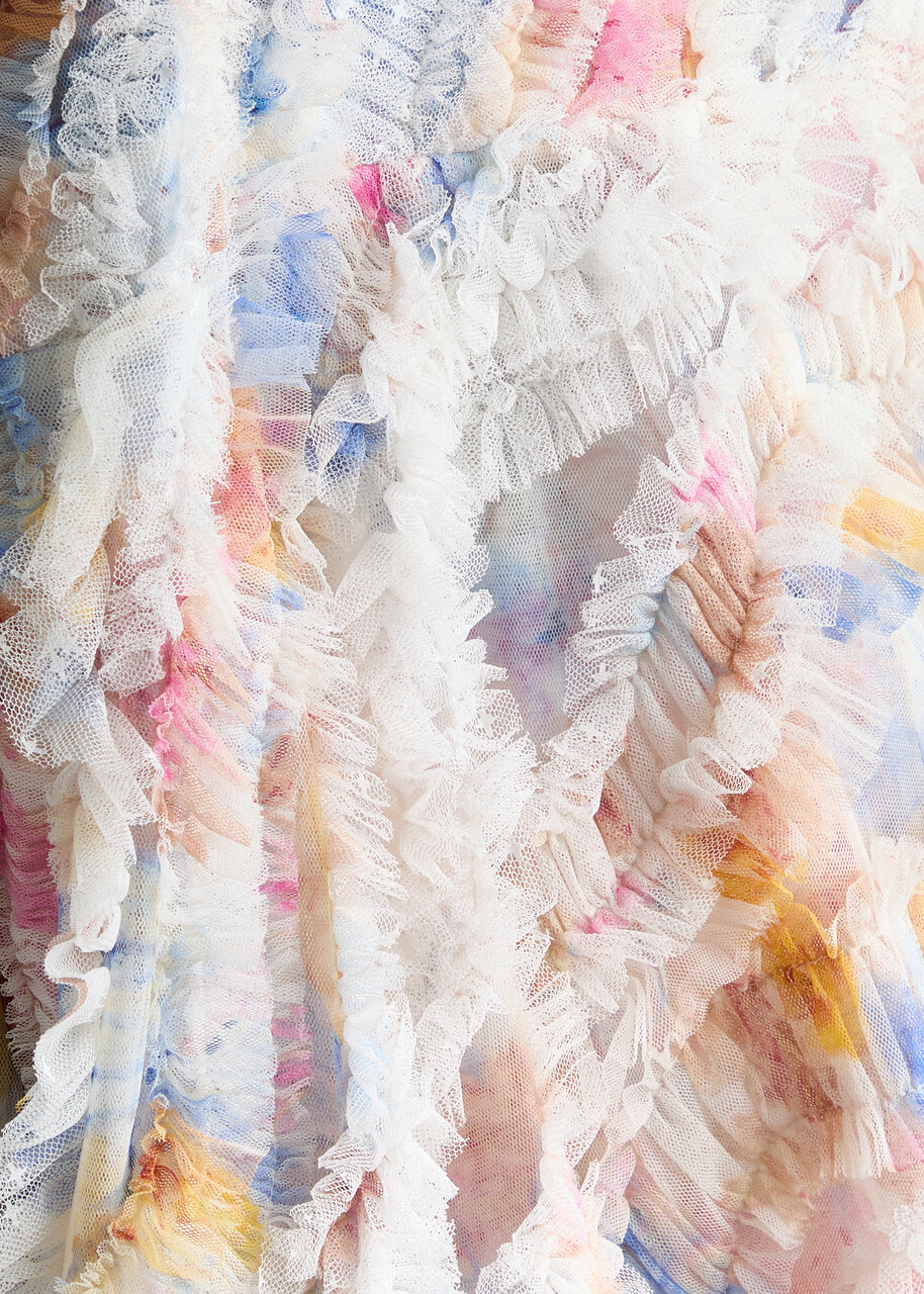 Needle & Thread Mariannes Ruffled Tulle Midi Dress Multicoloured