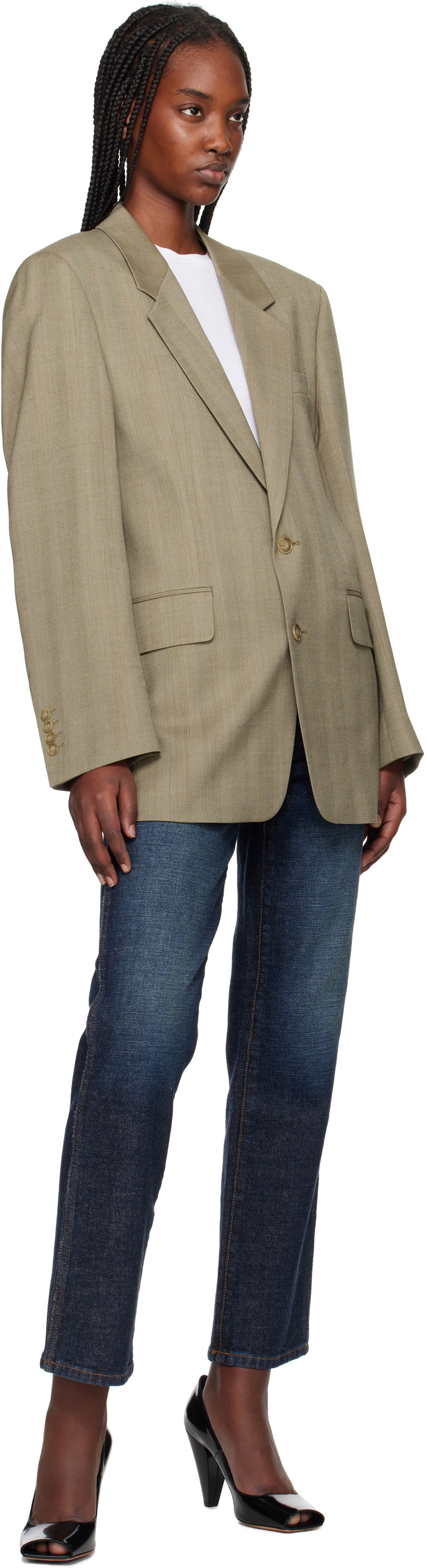 Filippa K Taupe Tailored Herringbone Blazer
