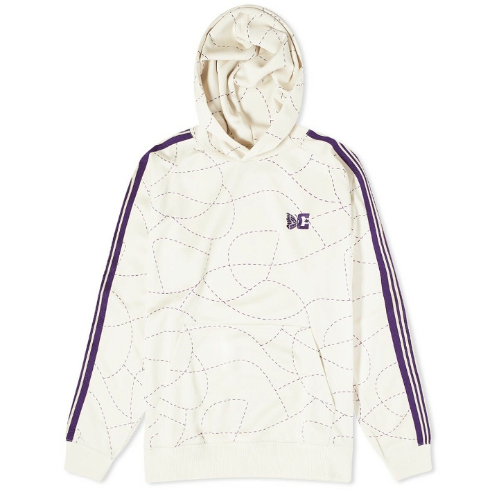 Photo: Needles Men's DC Printed Poly Smooth Track Hoodie in Ivory