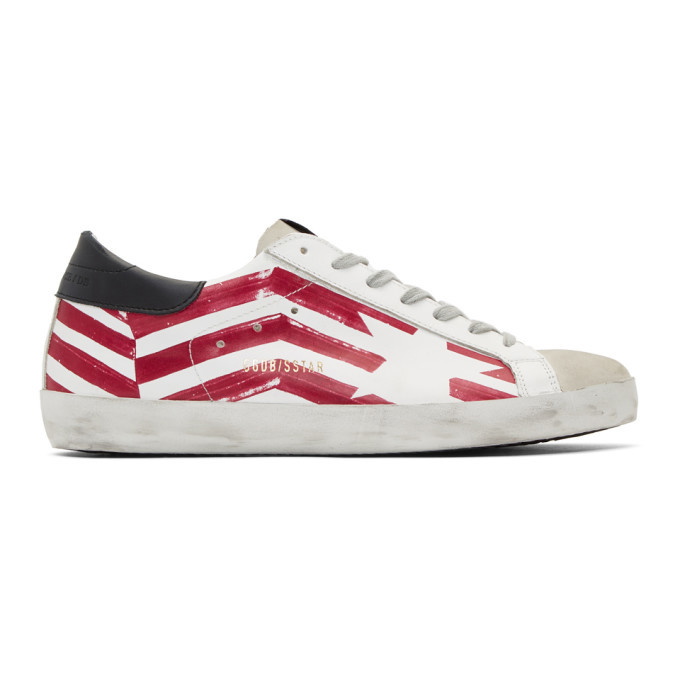 Photo: Golden Goose White and Red Flag Superstar Sneakers