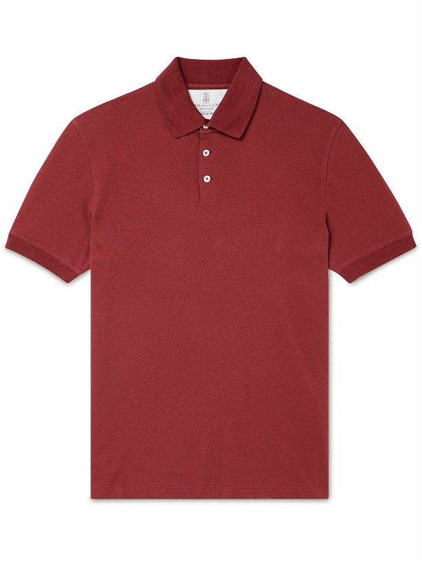 Photo: Brunello Cucinelli - Cotton-Piqué Polo Shirt - Red