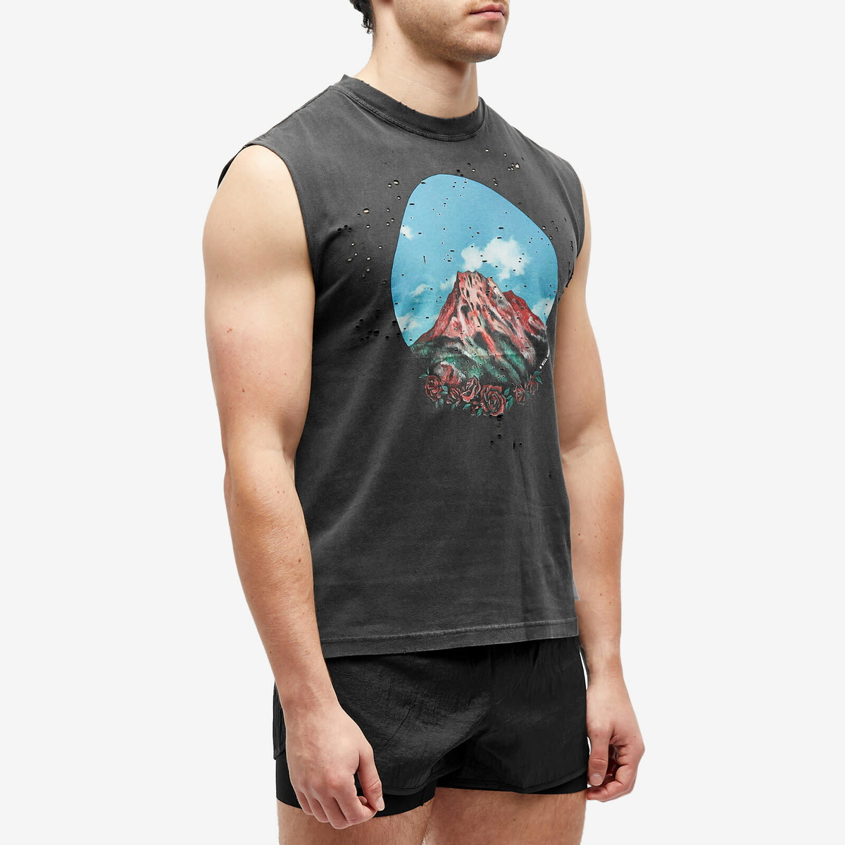 Satisfy Men's MothTech Graphic Muscle T-Shirt in Aged Black