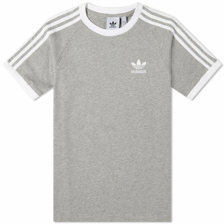 Photo: Adidas Men's 3 Stripe T-Shirt in Medium Grey Heather