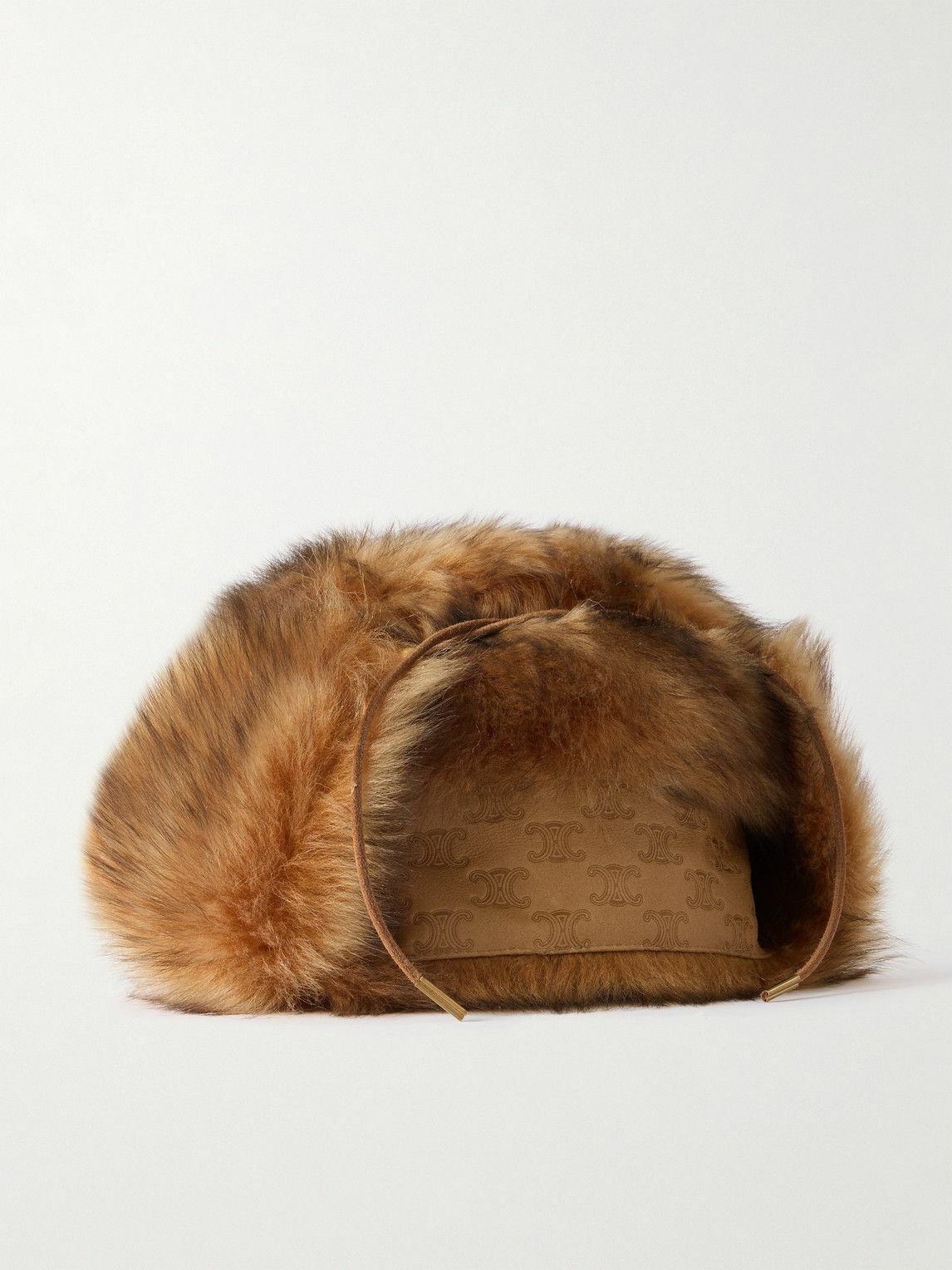 CELINE - Chapka Logo-Debossed Shearling Hat - Brown