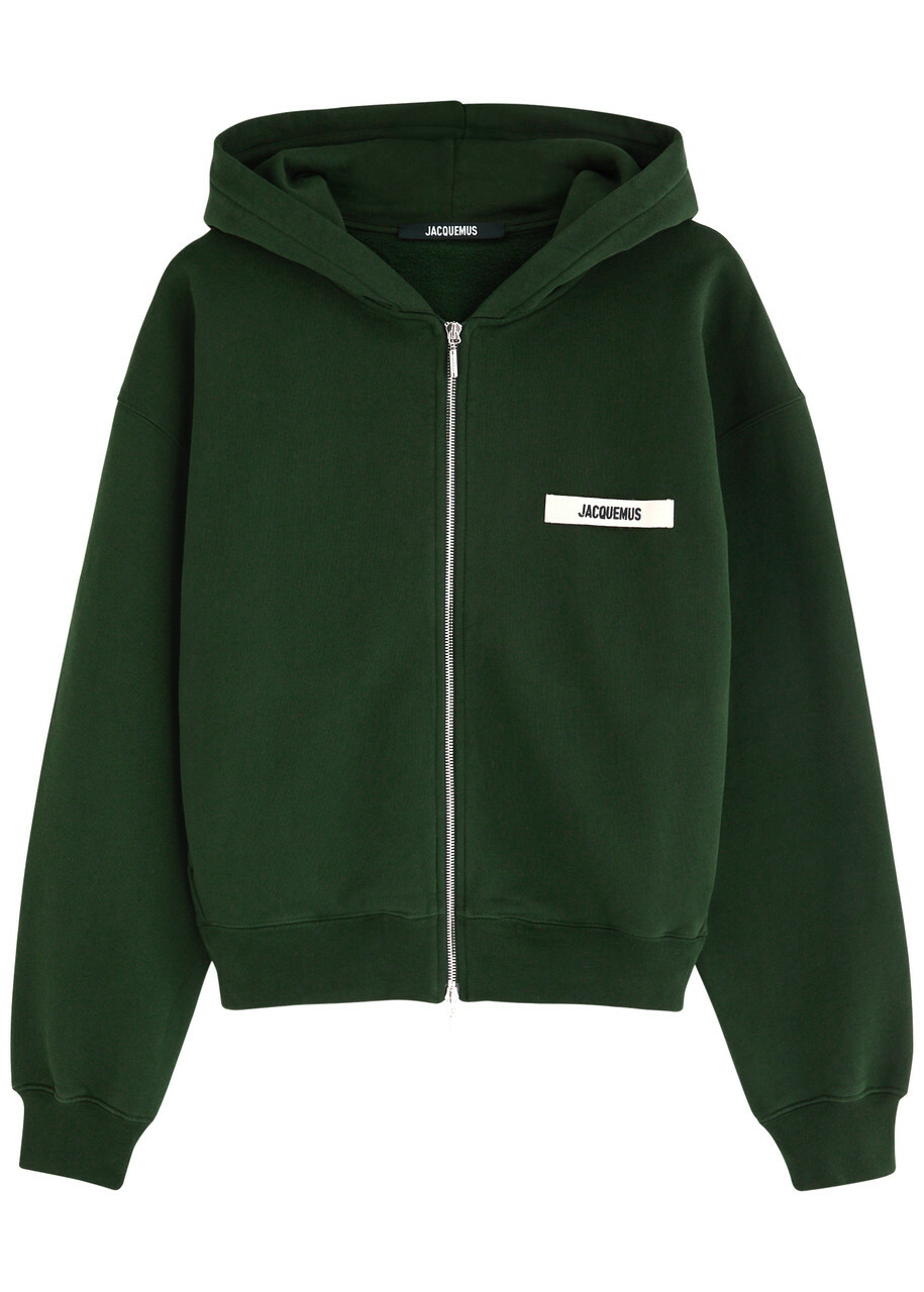 Jacquemus Le Hoodie Zip Gros Grain Cotton Sweatshirt Dark Green
