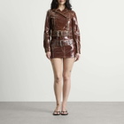 Diesel Women's L-Egend Patent Cropped Jacket with Belt in Burgundy