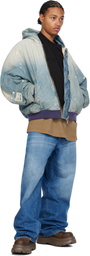 B1ARCHIVE Blue Workwear Seamless Hooded Zip Up Denim Jacket