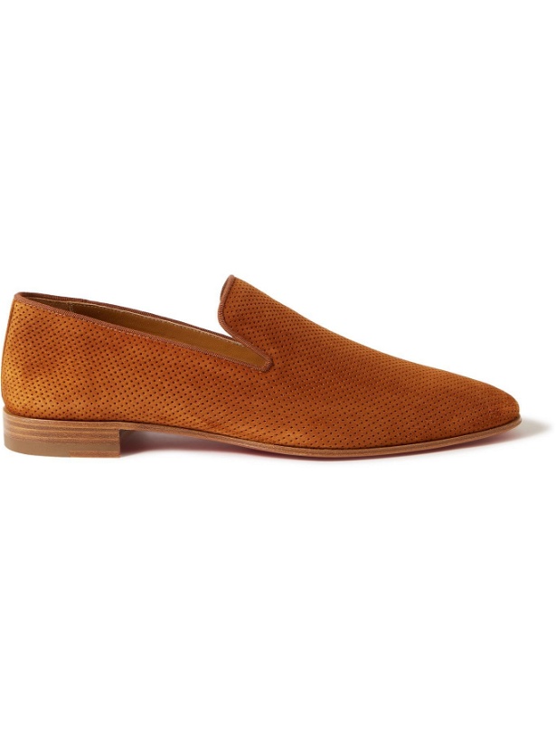 Photo: CHRISTIAN LOUBOUTIN - Dandelion Perforated Suede Loafers - Brown