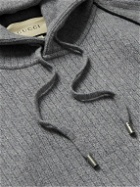 GUCCI - Webbing-Trimmed Ribbed Wool and Cashmere-Blend Hoodie - Gray