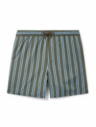 Mr P. - Straight-Leg Mid-Length Striped Swim Shorts - Green