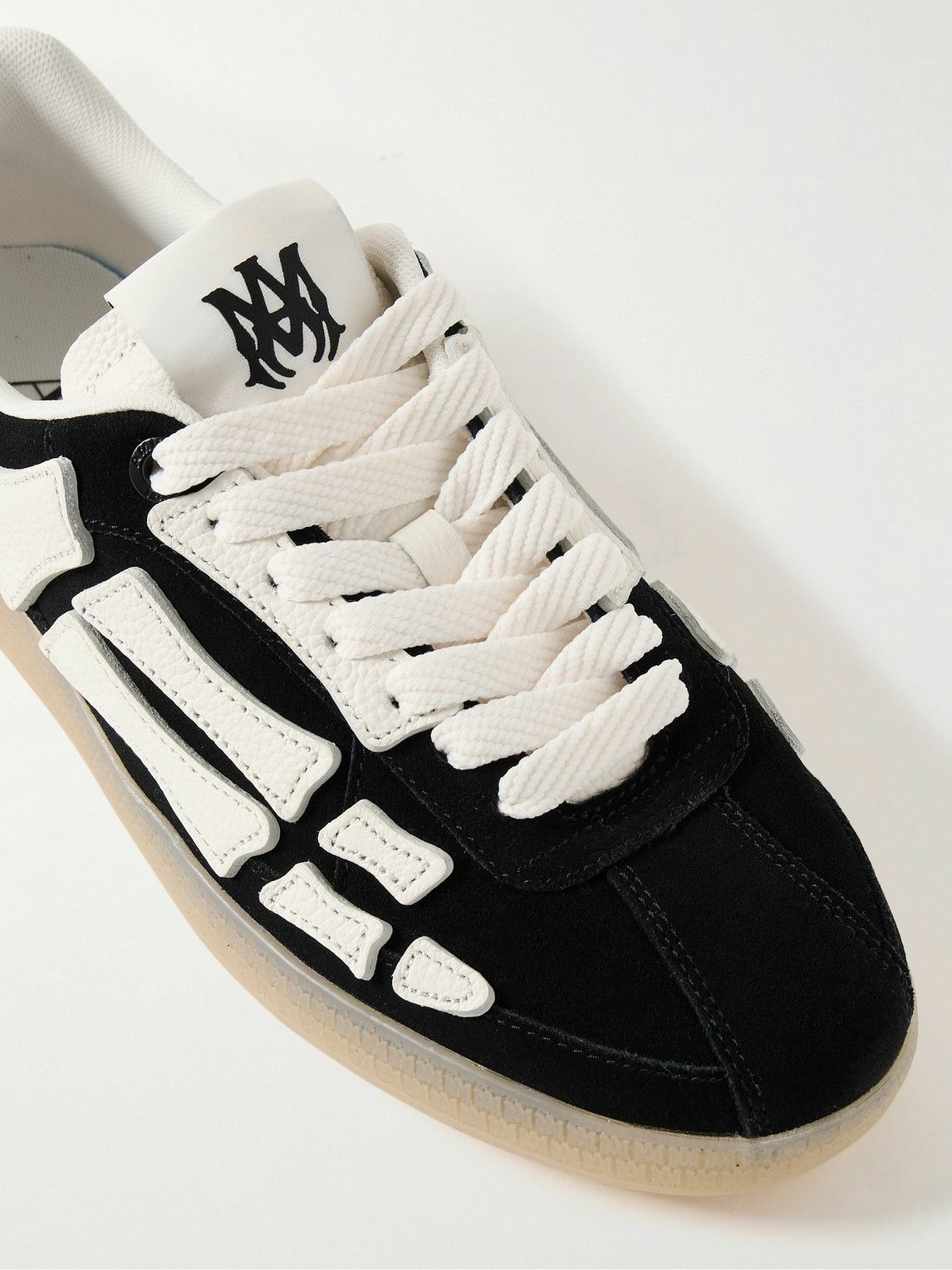 スニーカー Amiri 'Pacific' Black Leather Sneakers AMIRI - Pacific Bones Appliquéd Suede and Full-Grain Leather