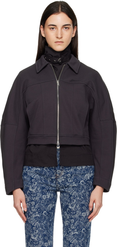 Photo: GANNI Black Heavy Terry Jersey Bomber Jacket
