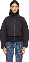 GANNI Black Heavy Terry Jersey Bomber Jacket