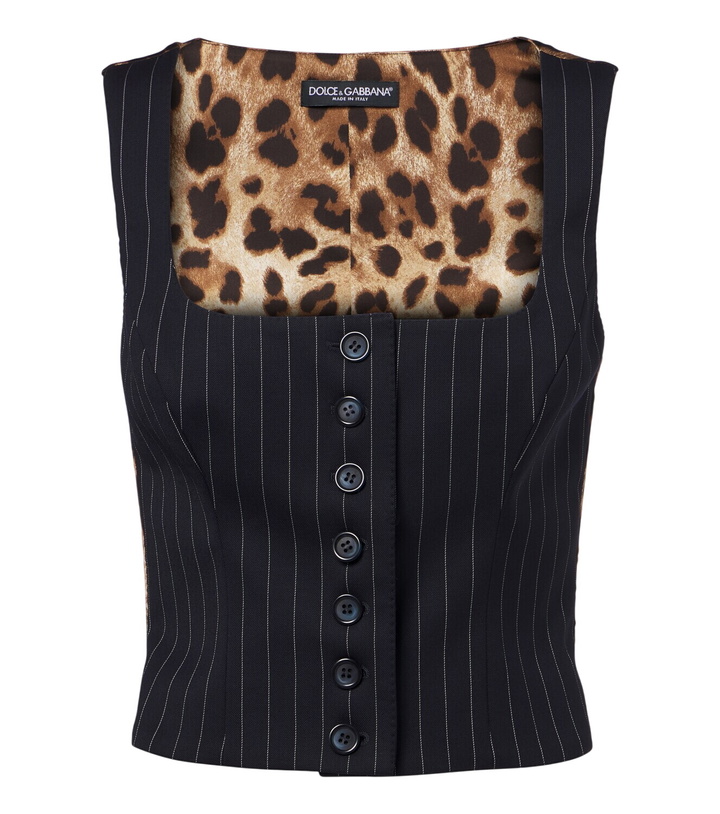 Photo: Dolce&Gabbana Pinstriped wool-blend vest