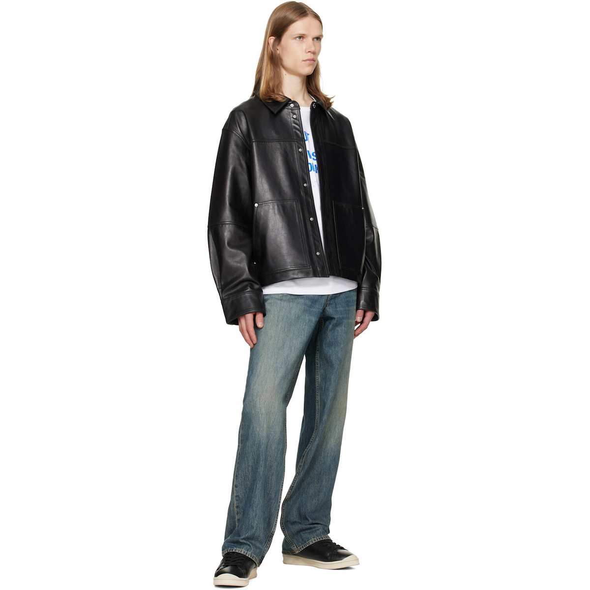 Helmut Lang Black Bonded Leather Jacket