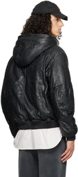 424 Black Padded Leather Jacket