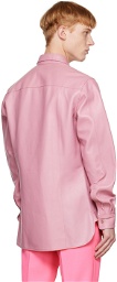 Dries Van Noten Pink Button-Down Leather Jacket