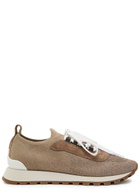 Brunello Cucinelli Metallic-knit Sneakers Brown