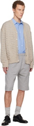 MM6 Maison Margiela Beige Open-Knit Stripe Cardigan