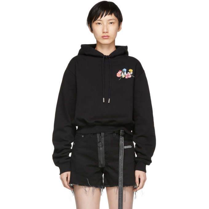 Photo: Off-White Black Flowers Cropped Hoodie