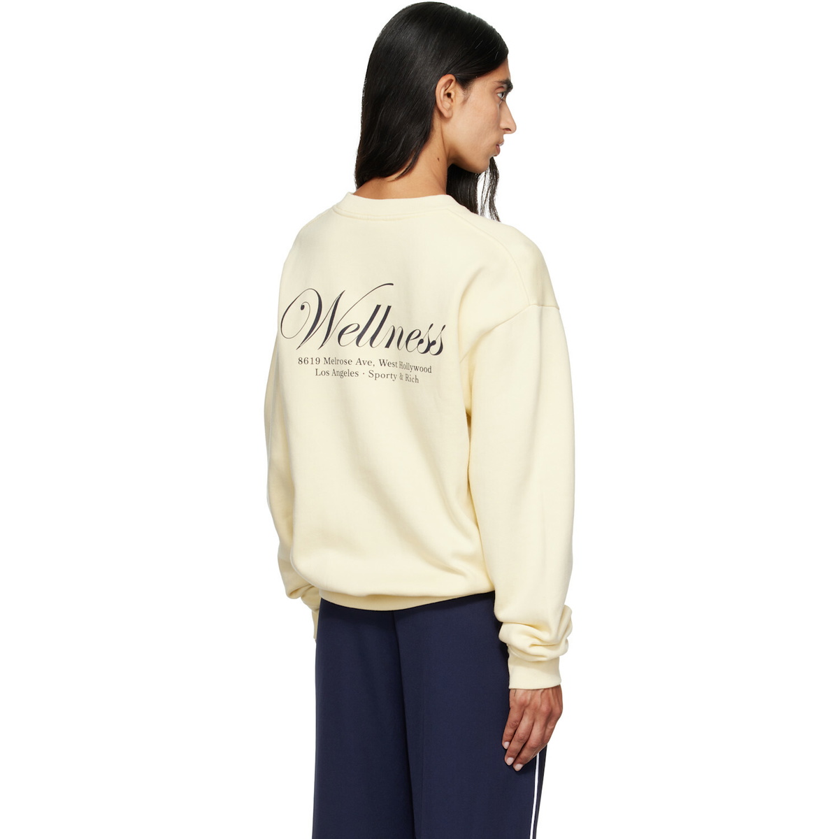 Sporty & Rich Off-White Avenue Crewneck Sweatshirt