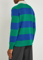 Begg & CO Hooped Striped Cashmere Polo Jumper Blue