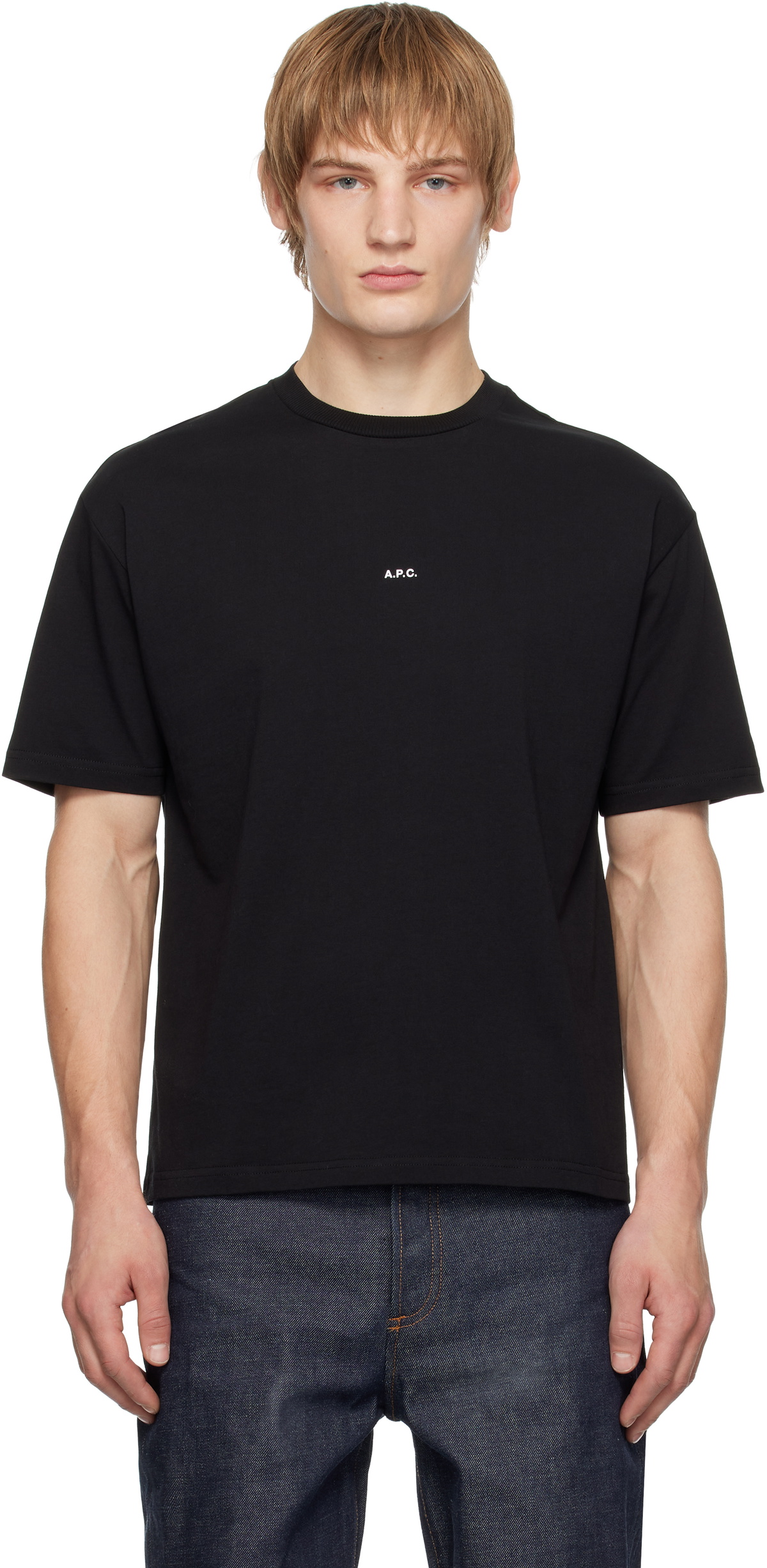 【関税込み】A.P.C. ブラック Boxy Printed Micro Logo Tシャツ Black Boxy Micro Logo T-shirt by A.P.C. on Sale