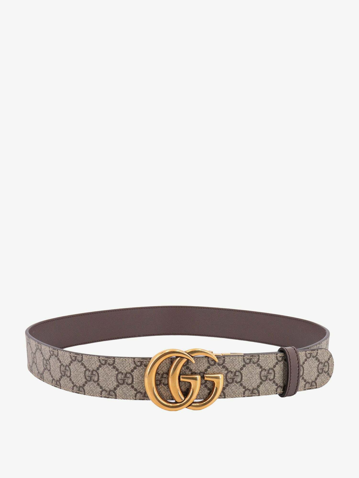 Gucci Marmont Jumbo Gg Canvas Belt In Beige Lapis/lapis