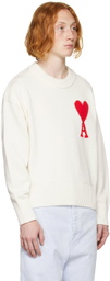 AMI Paris White Ami de Cœur Sweater